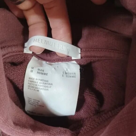 Helmut Lang Hoodie Womens Large Burgundy Heavyweight Embroidered Logo Casual - Picture 3 of 10